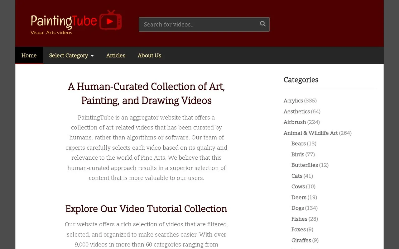 PaintingTube homepage screenshot