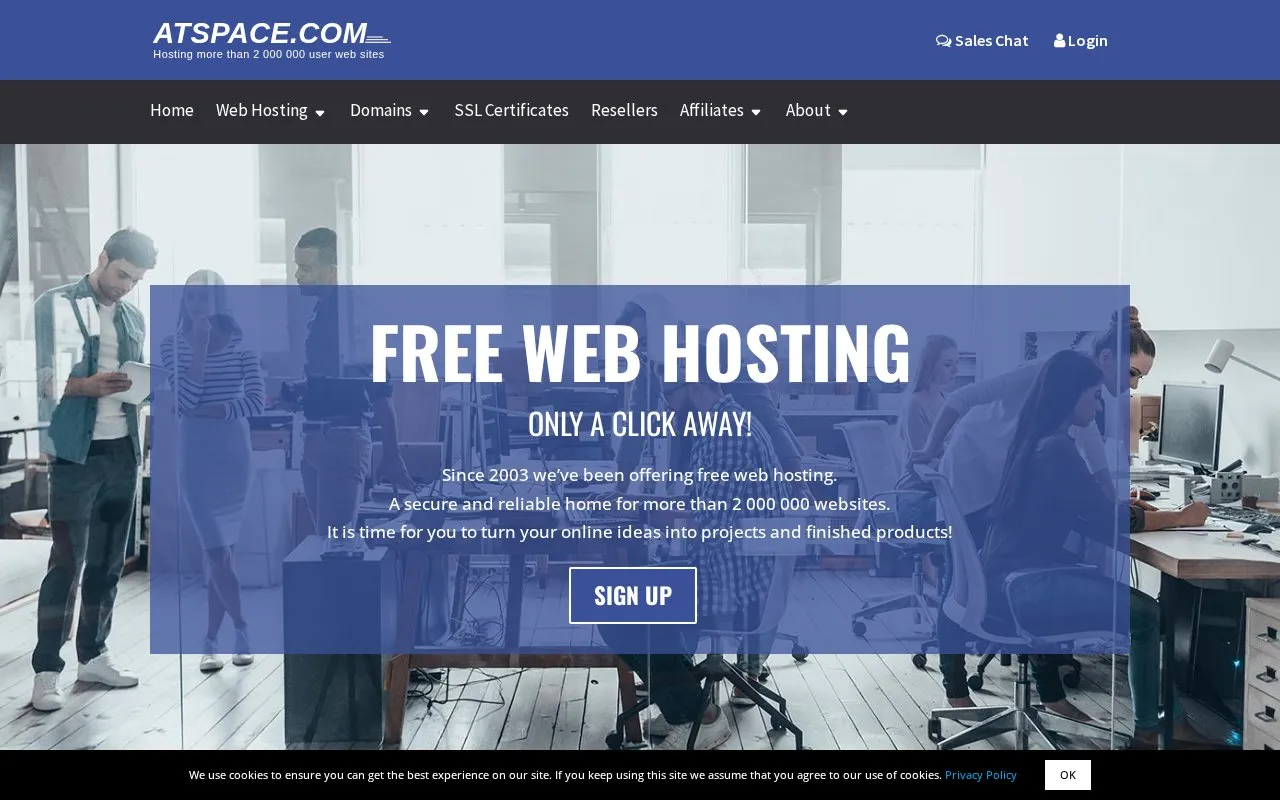 ATSPACE homepage screenshot