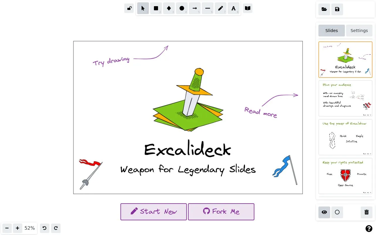 Excalideck homepage screenshot