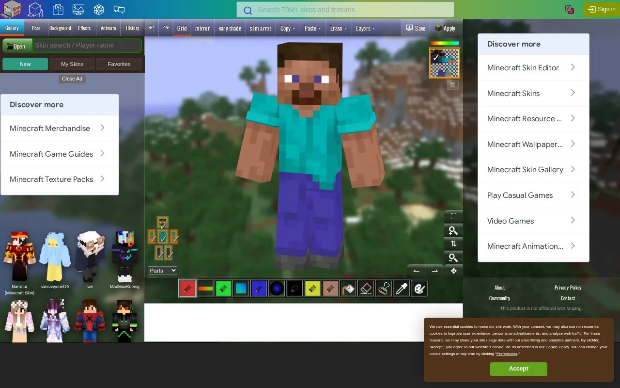 Nova Skin homepage screenshot