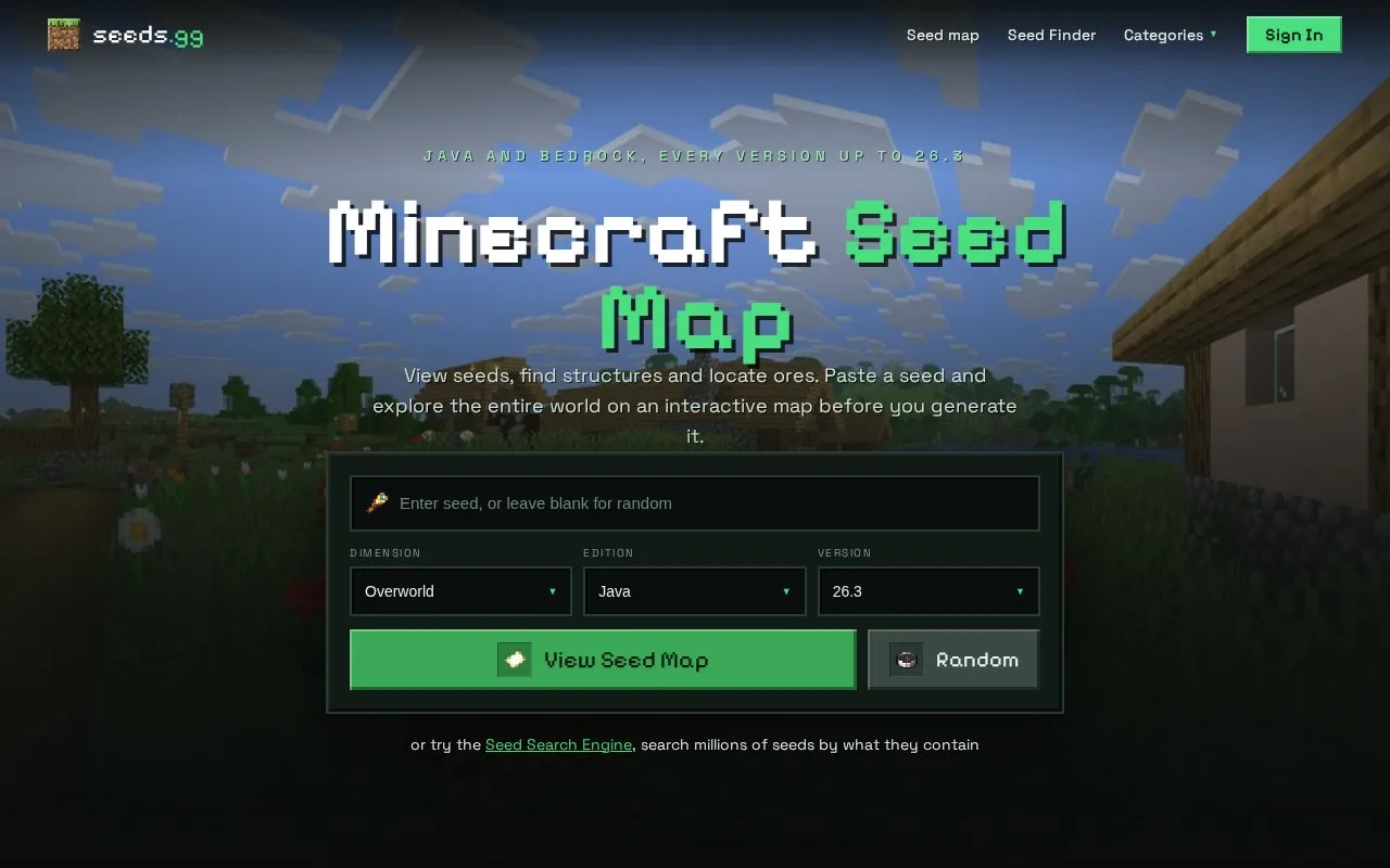 Seeds.gg homepage screenshot