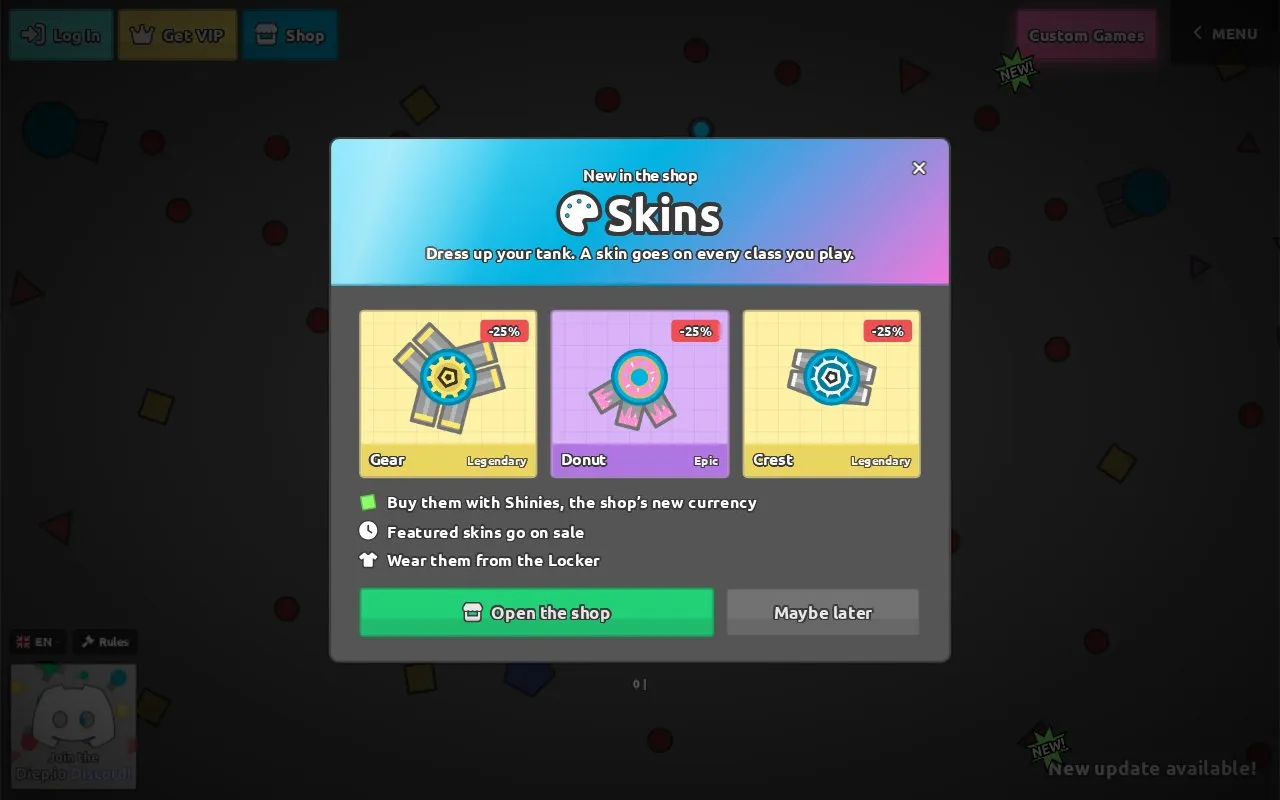 Diep homepage screenshot