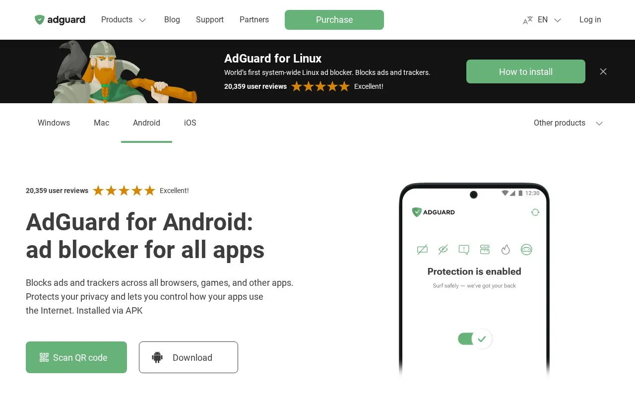 Adguard homepage screenshot