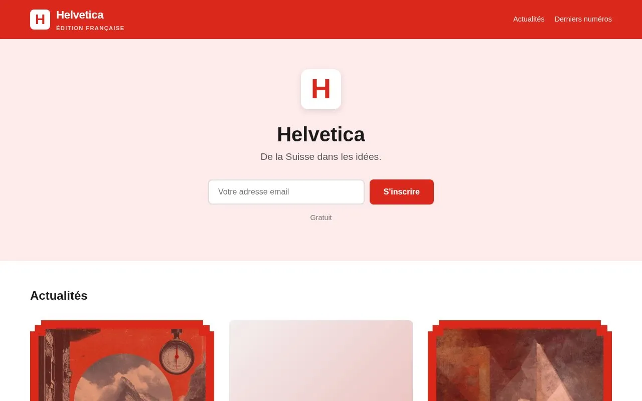 Helvetica homepage screenshot