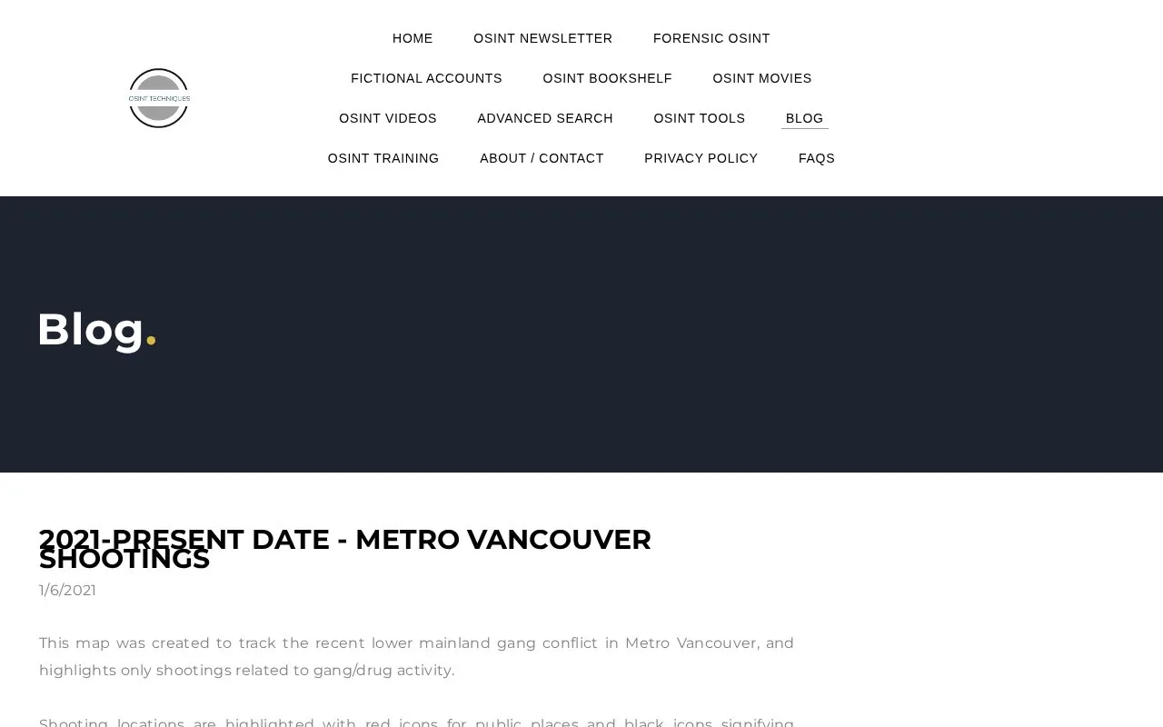 OSINT Techniques homepage screenshot