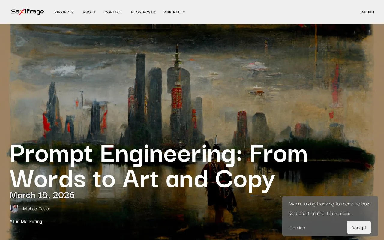 Prompt Engineering: From Words to Art - Saxifrage Blog homepage screenshot