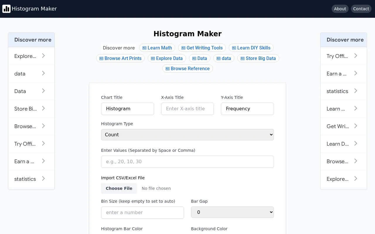 histogrammaker homepage screenshot