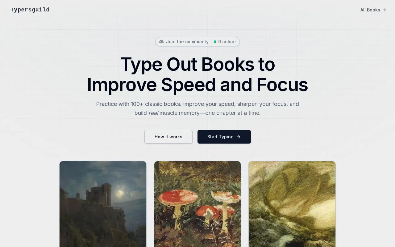 Typersguild homepage screenshot
