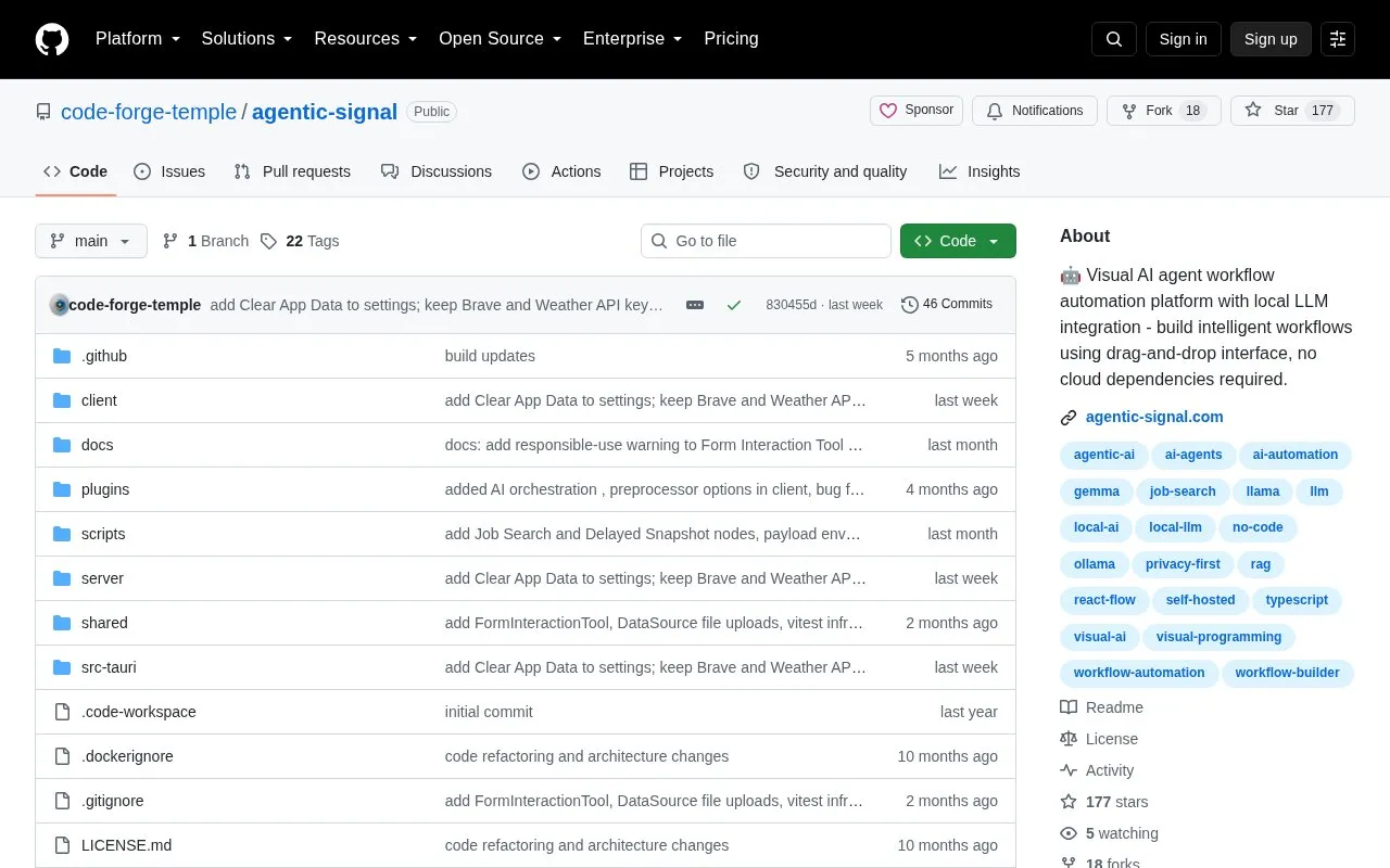 Agentic Signal homepage screenshot