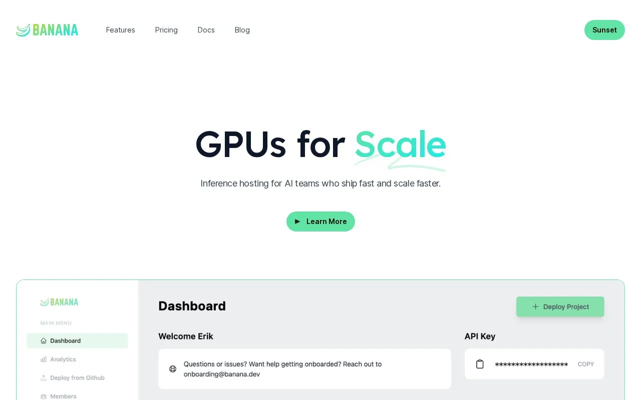 Banana homepage screenshot