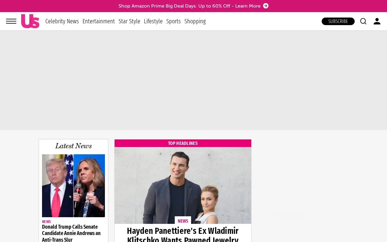 Us Weekly homepage screenshot