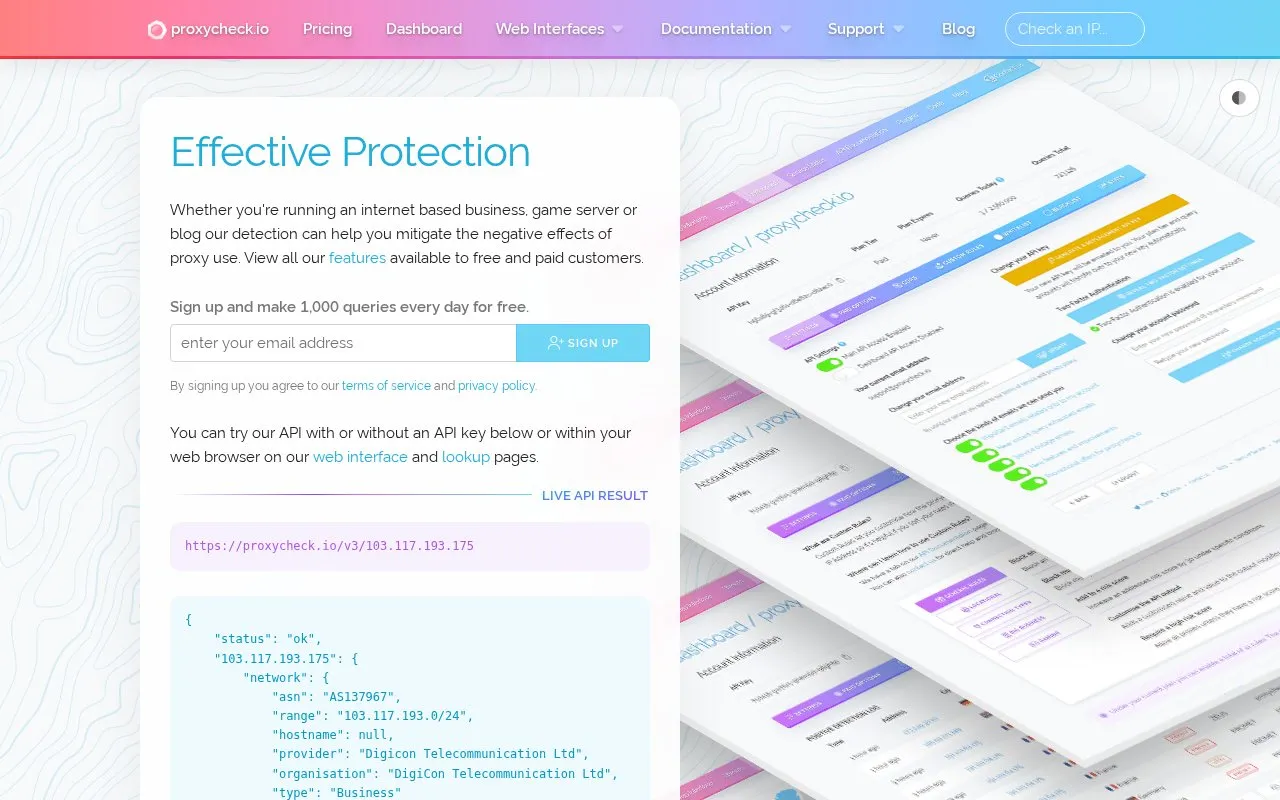 Proxy Check homepage screenshot