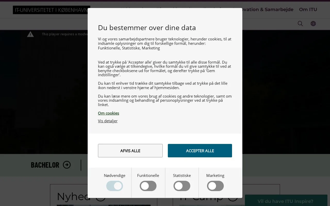 IT University of Copenhagen homepage screenshot