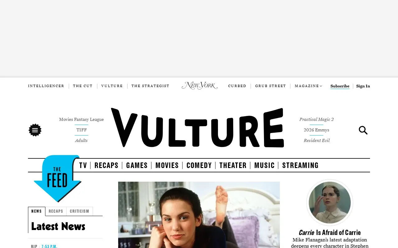 Vulture homepage screenshot