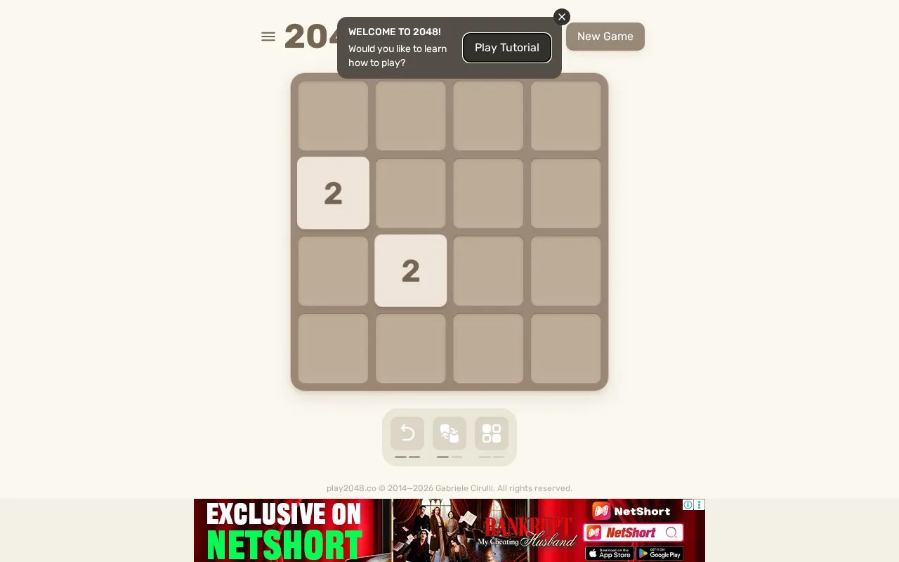 Play2048 homepage screenshot