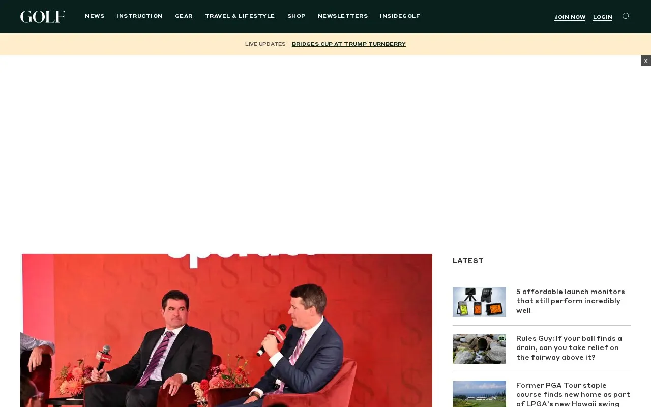 Golf Magazine homepage screenshot