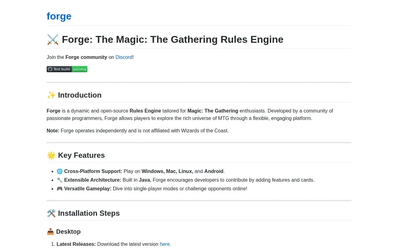 forge homepage screenshot