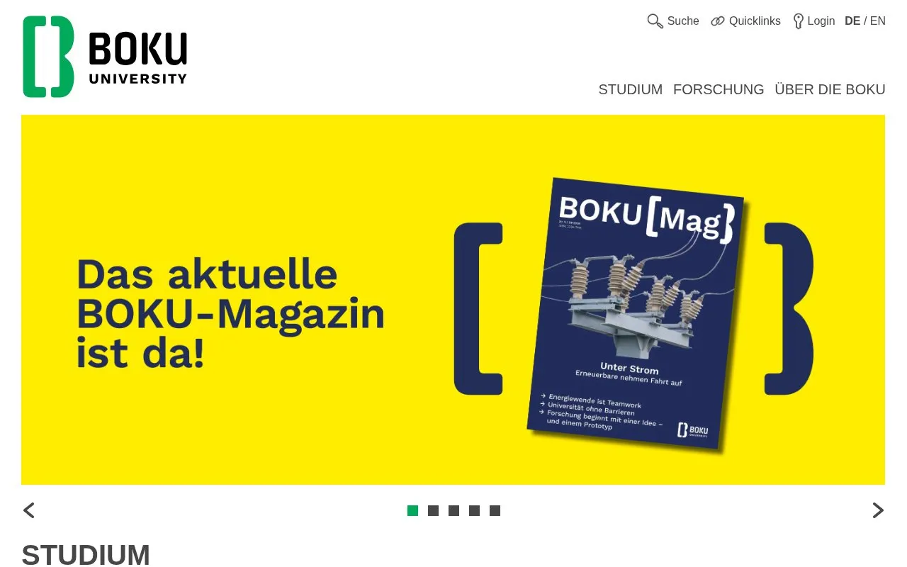Universitat fur Bodenkultur Wien homepage screenshot