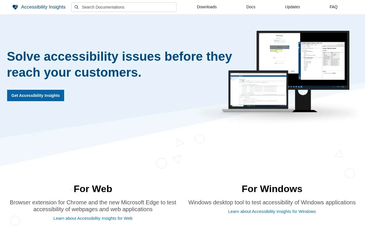 Accessibility Insights homepage screenshot
