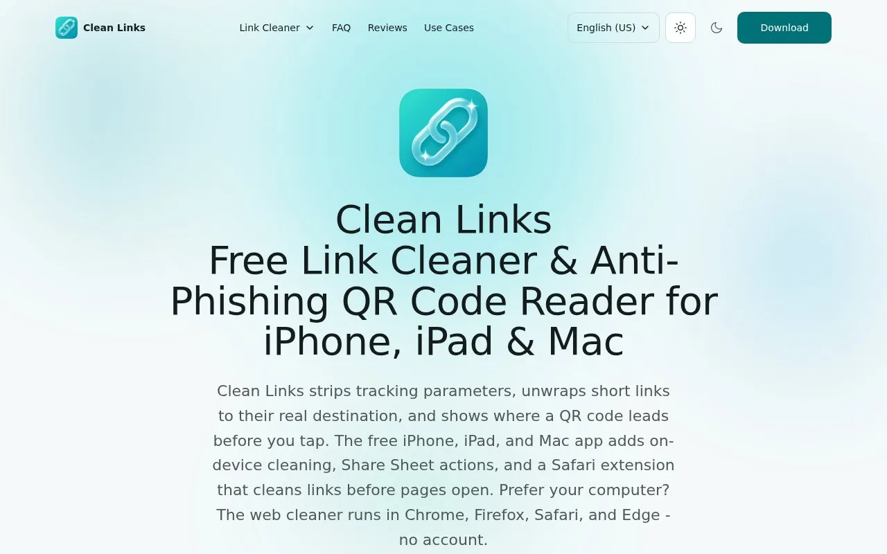 Clean Links homepage screenshot