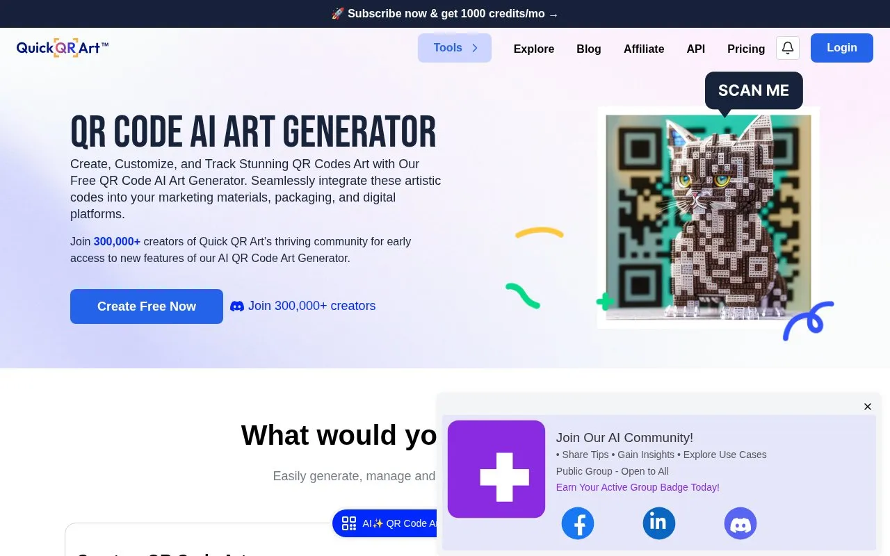 Quick QR Art homepage screenshot