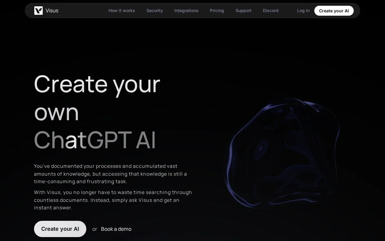 Visus homepage screenshot