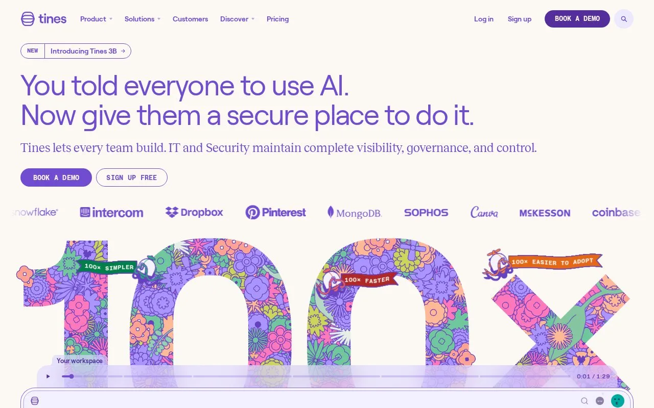 Tines homepage screenshot