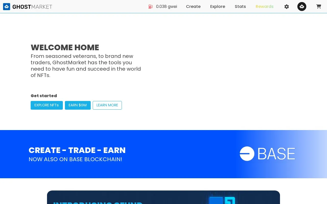 GhostMarket homepage screenshot