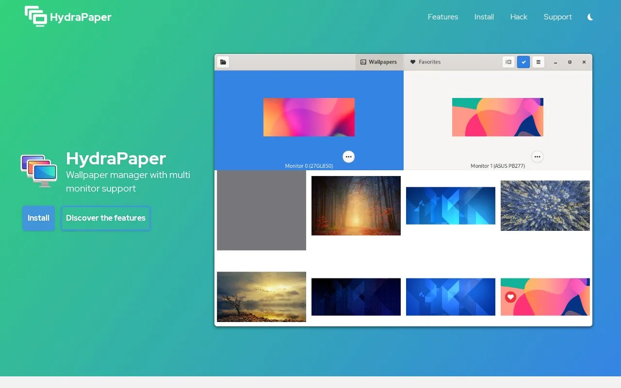 HydraPaper homepage screenshot
