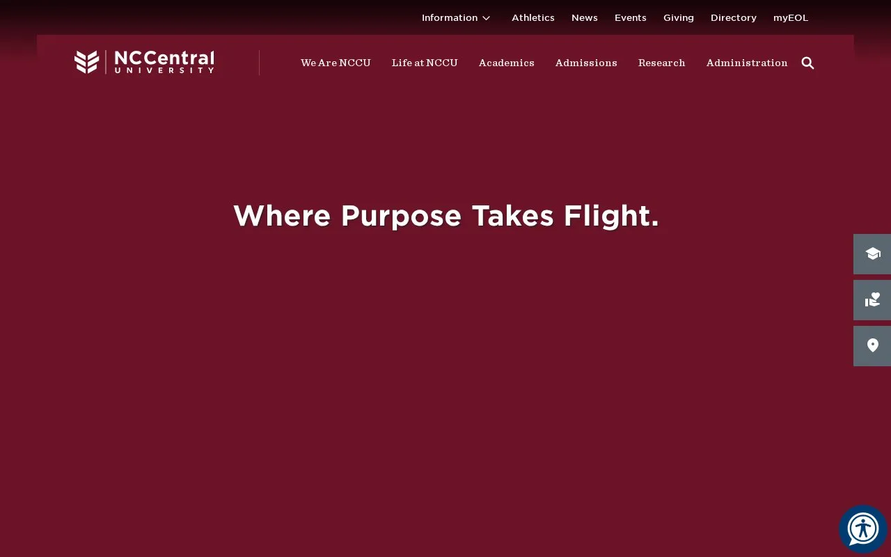 North Carolina Central University homepage screenshot