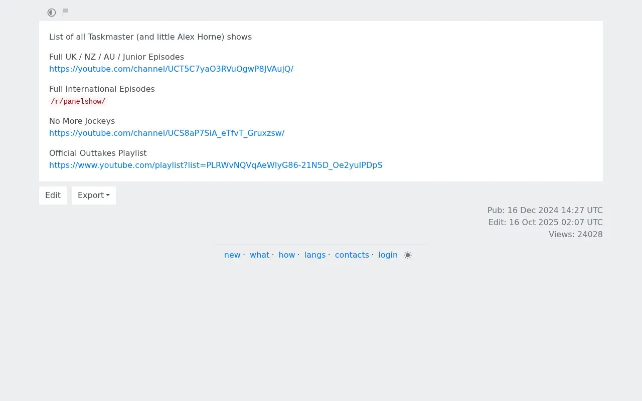 Taskmaster homepage screenshot