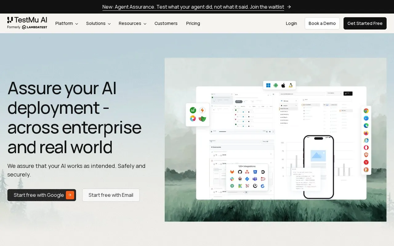 TestMu AI homepage screenshot