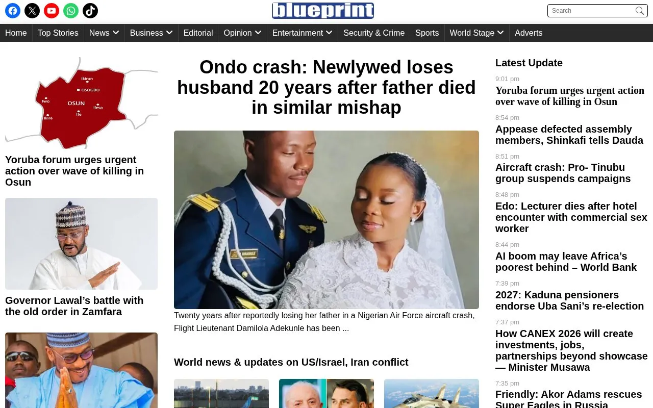 Blueprint Newspaper homepage screenshot