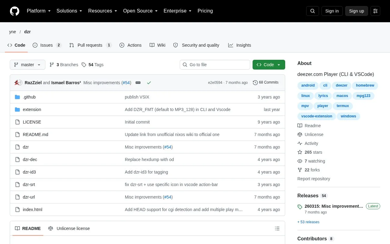 DZR homepage screenshot