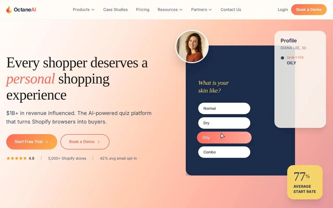 Octane AI homepage screenshot