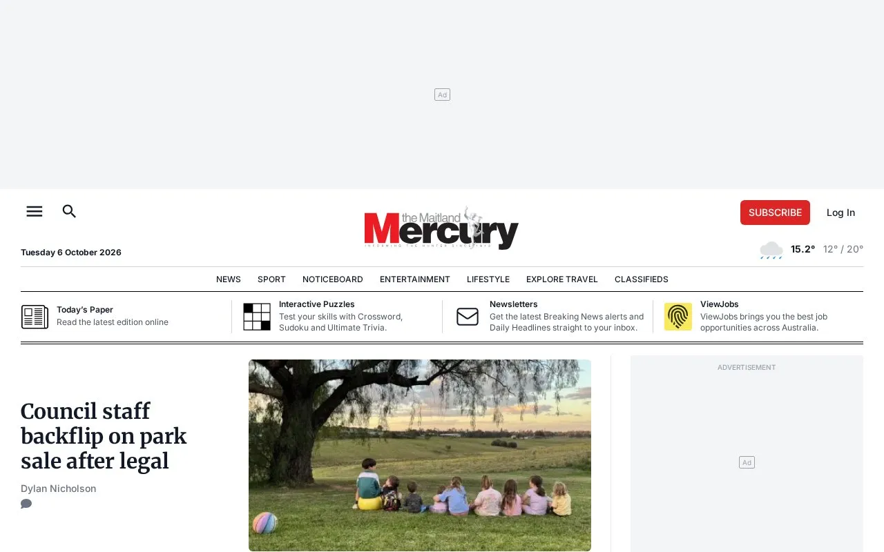 Maitland Mercury homepage screenshot