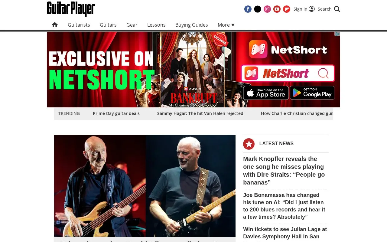 Guitar Player homepage screenshot