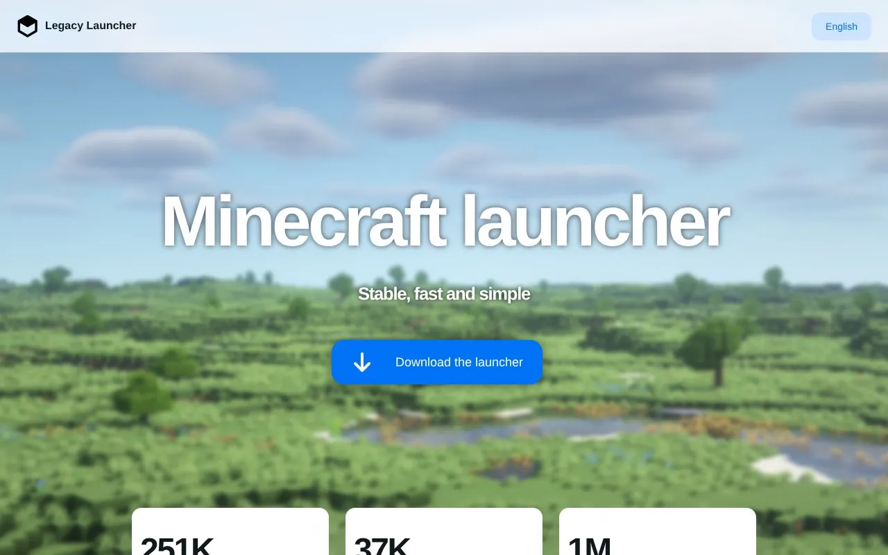 Legacy Launcher homepage screenshot