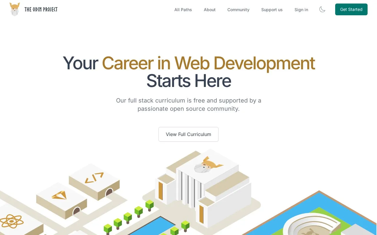 Odin Project homepage screenshot