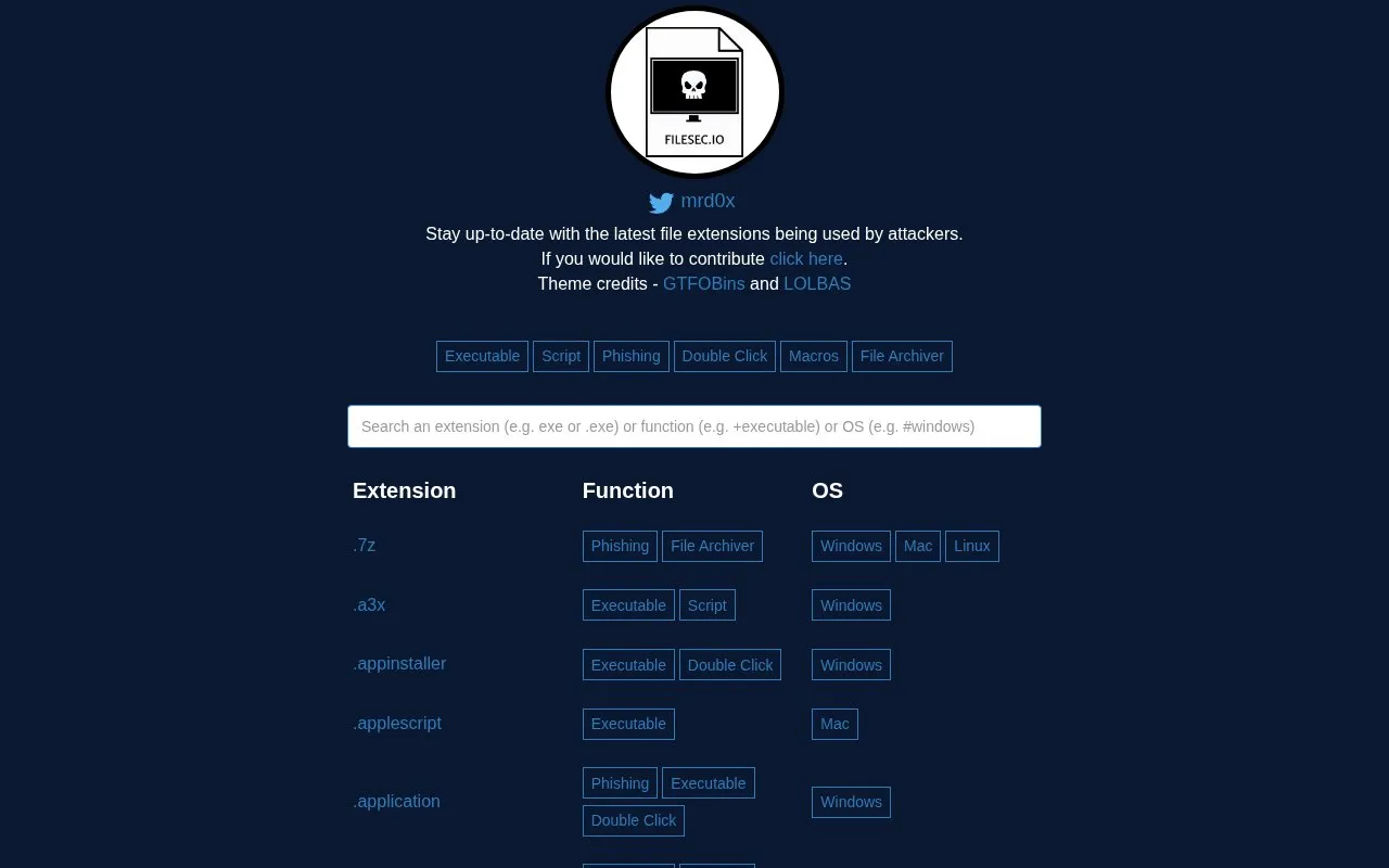Filesec.io homepage screenshot