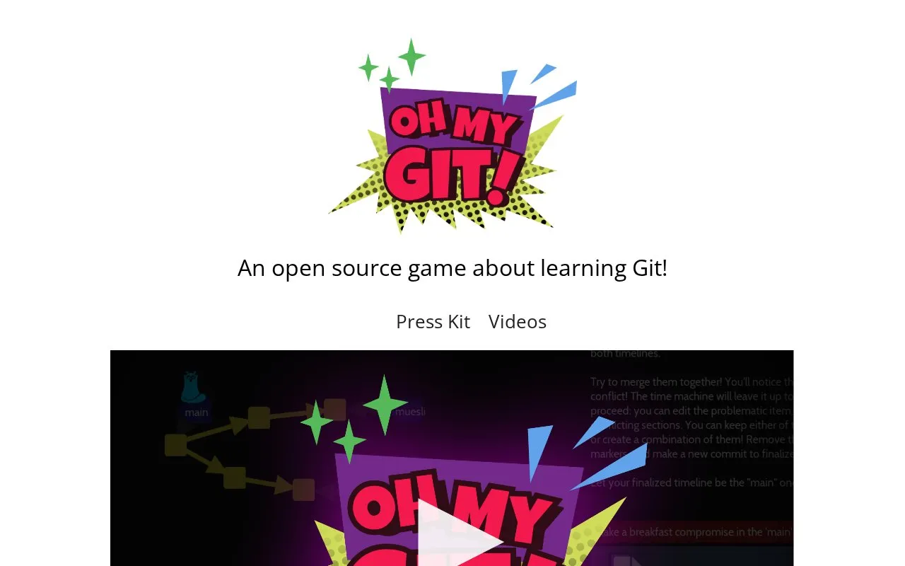 Oh My Git! homepage screenshot