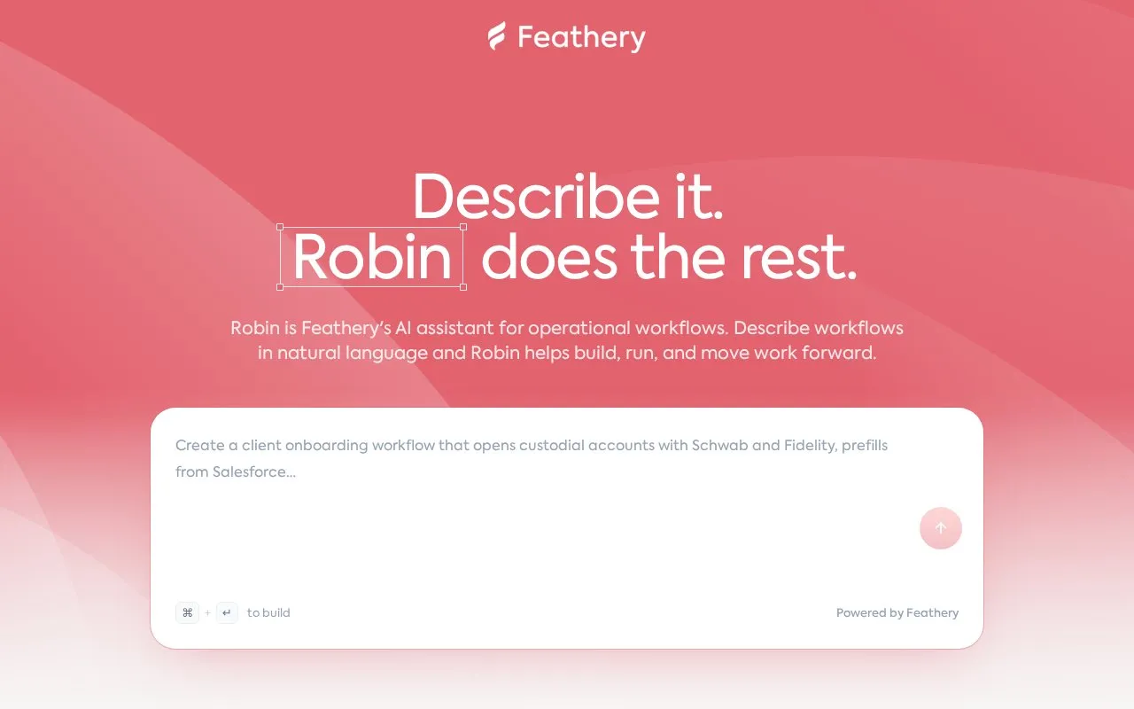 Feathery homepage screenshot