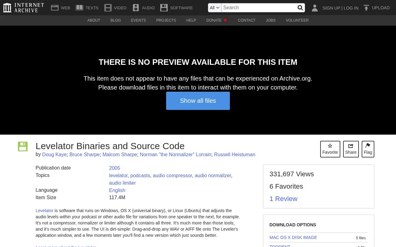 The Levelator homepage screenshot