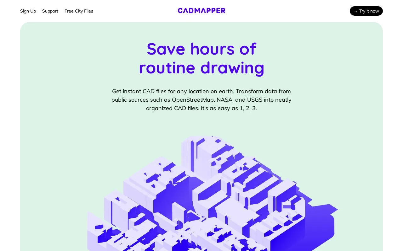 CAD Mapper homepage screenshot