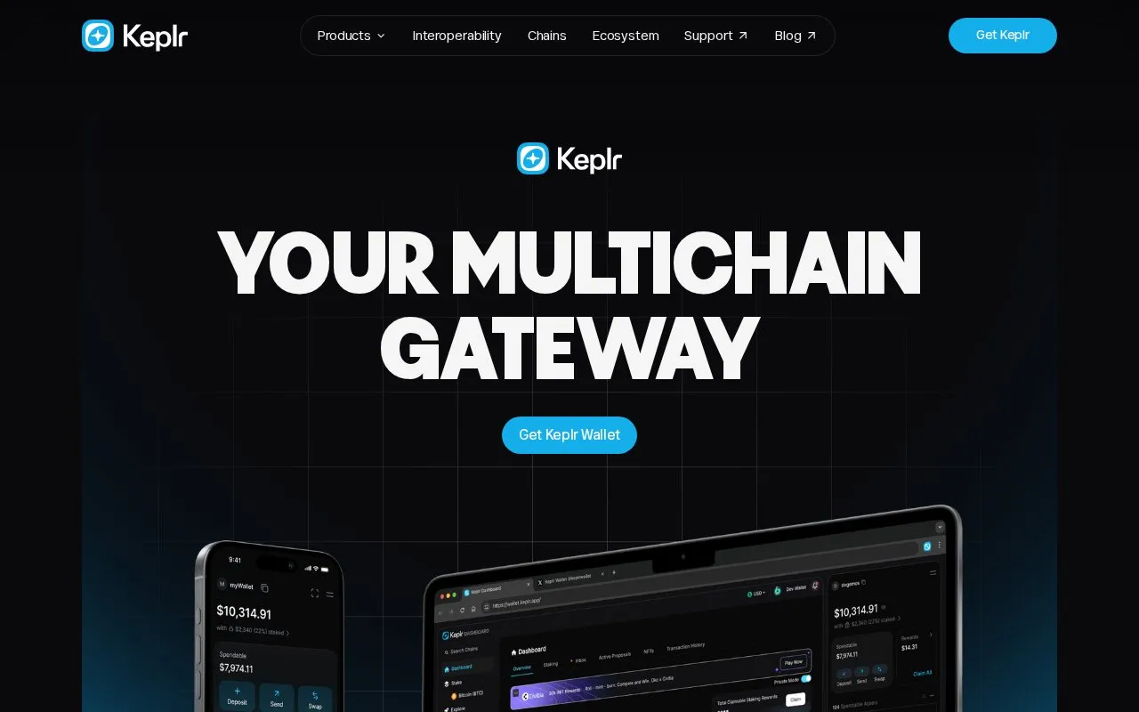 Keplr homepage screenshot