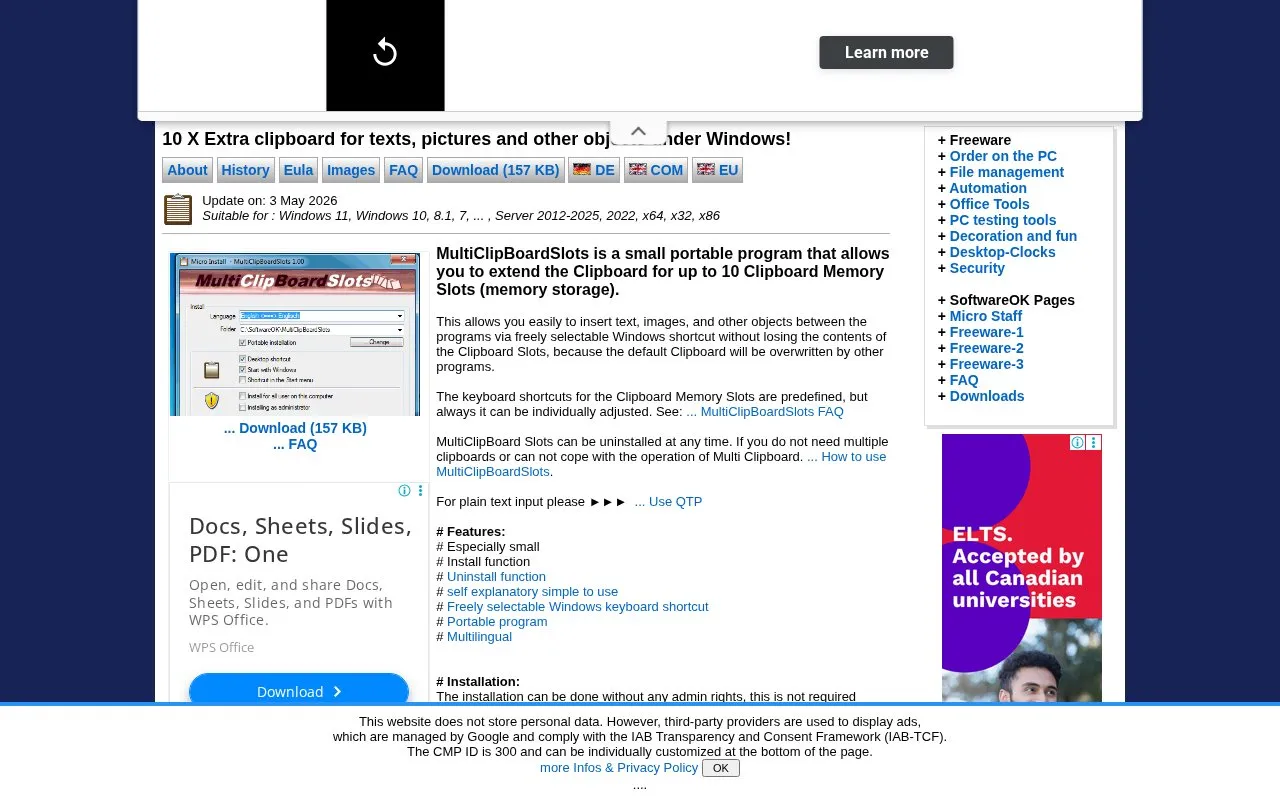 MultiClipBoardSlots homepage screenshot