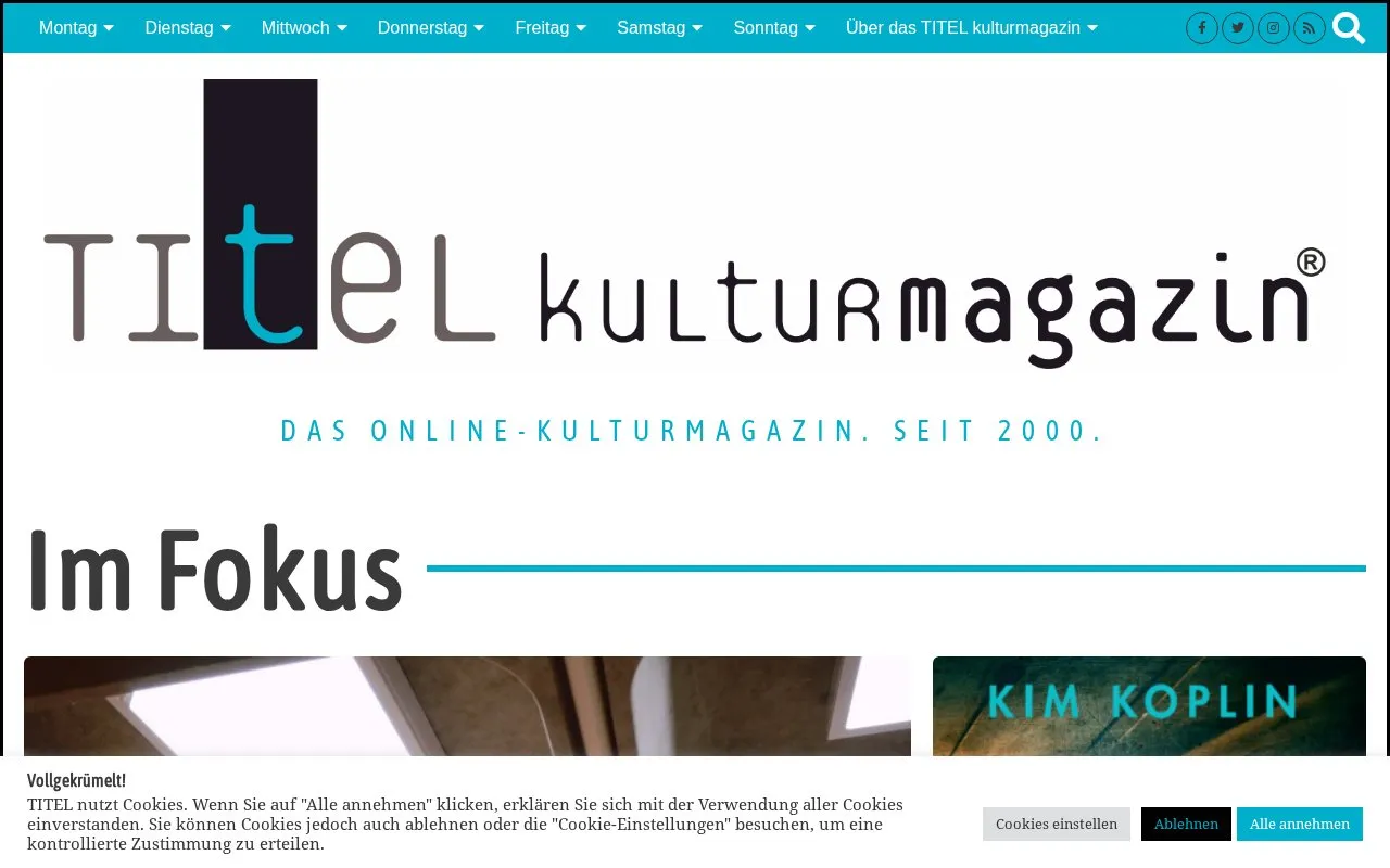 TITEL kulturmagazin homepage screenshot