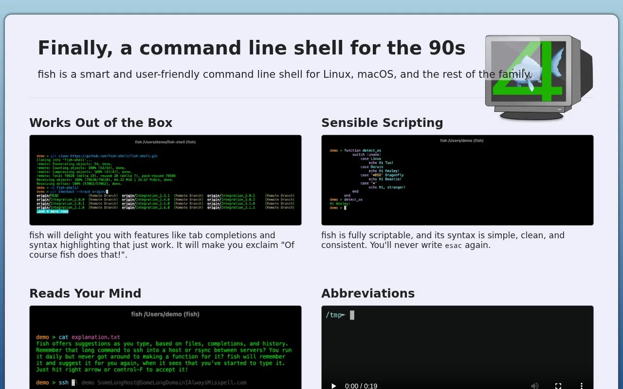 fish homepage screenshot
