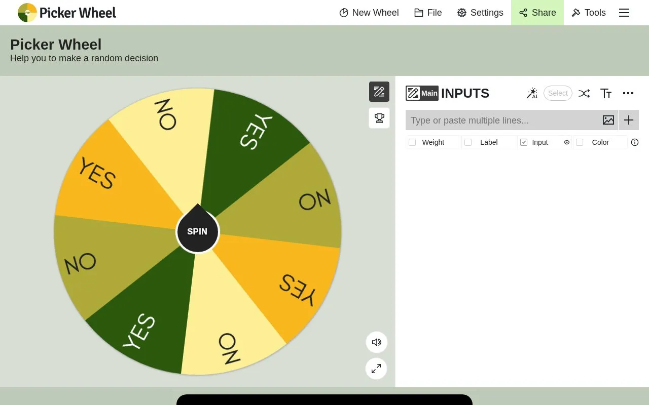 PickerWheel homepage screenshot