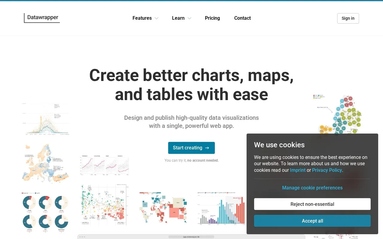 Datawrapper homepage screenshot